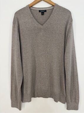 Banana Republic Luxury Blend Men’s V-Neck Sweater Heather Taupe Size XL
